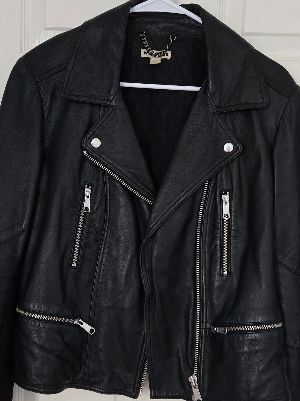 Whistles Black Leather Moto Jacket